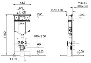 Инсталляция VitrA Uno 730-5800-01EXP для подвесного унитаза