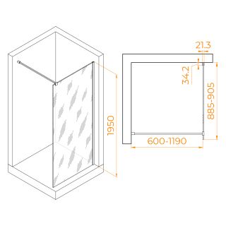 Душевая перегородка RGW WA-001 351000109-11 90см хром