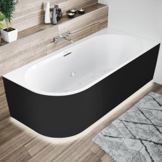 Акриловая ванна Riho Desire Corner Velvet Fall B088008220 L 184x84см с подсветкой заполнение через перелив чёрный матовый/белый матовый