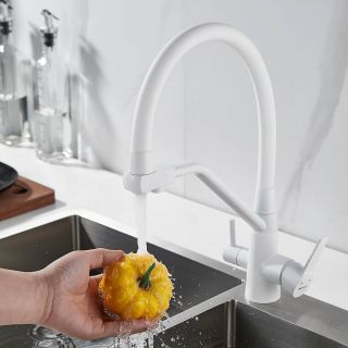 Смеситель для кухни Shevanik S968C с подключением фильтра белый