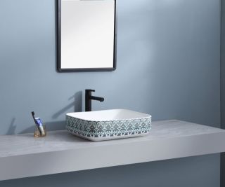 Раковина чаша Bronze de Luxe Nordic 2073, белый/синий