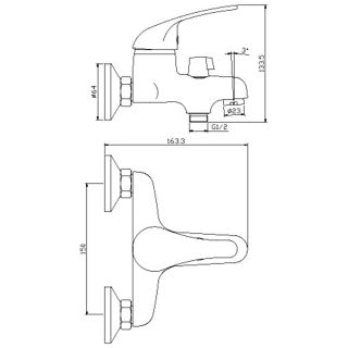 Смеситель для ванны и душа Rossinka Y40-30 Хром