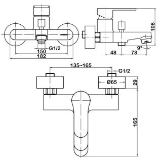 Смеситель для ванны Swedbe Neptune 1330 хром