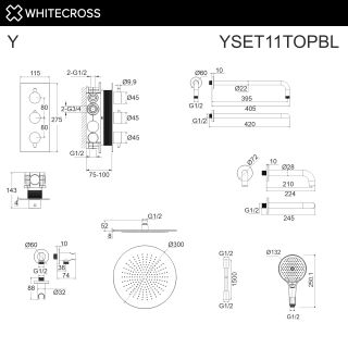 Душевой комплект термостатический WHITECROSS Y YSET11TOPGM оружейная сталь