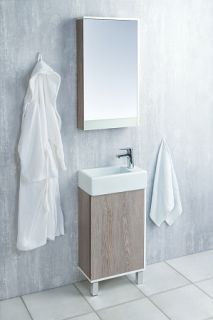 Зеркальный шкаф Акватон Эмма 46см белый/дуб наварра 1A221802EAD80