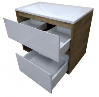 Подвесная тумба под раковину Эстет Monaco Wood ФР-00010674 80см два ящика белый/дуб рустикальный